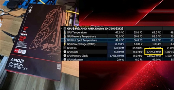 AMD RX 9060 XT超频至3.47GHz！性能硬刚RX 7700 XT